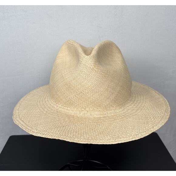 Van Palma Diana Panama Hat Small Ecru Straw Handwoven Gold-Plated Brooch Classic - Picture 4 of 9